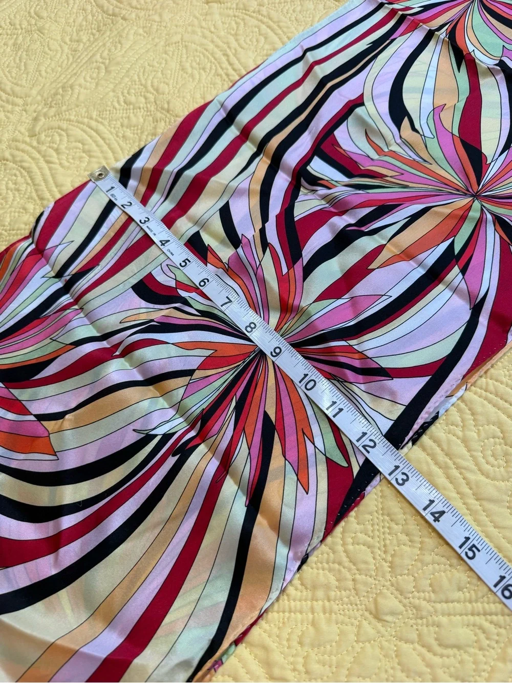 Talbots Multi-Color Swirl Print Fringe Silk Scarf - Pink Accents